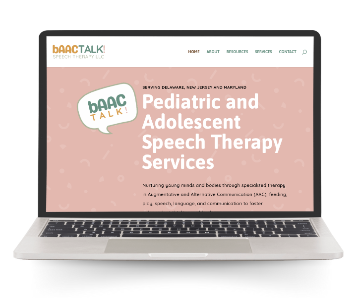 Laptop mockup of bAACTalk! Speech Therapy