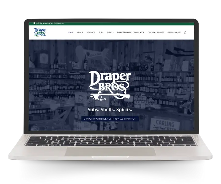 Laptop Mockup of Draper Brothers Liquor Website Homepage