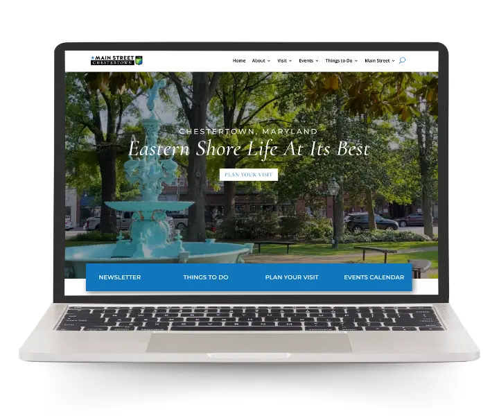 Laptop Mockup of Main Street Chestertown's website